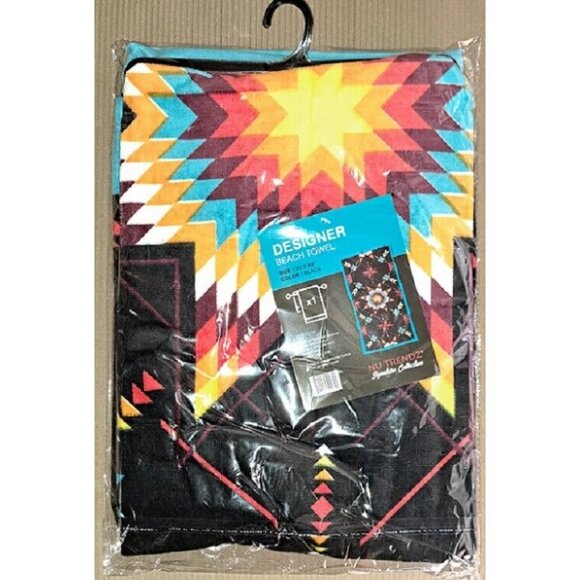 New Star Black Oversized Bath Beach Pool Gift Towel Native Southwest Large Decor - Picture 2 of 2